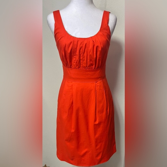 J. Crew Sleeveless Sheath Dress In Vibrant Orange Preppy Classy Chic Office - Picture 2 of 6